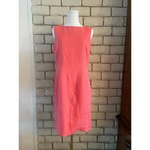 Talbots Sleeveless Linen Shift Dress – Coral Pink – Size 10